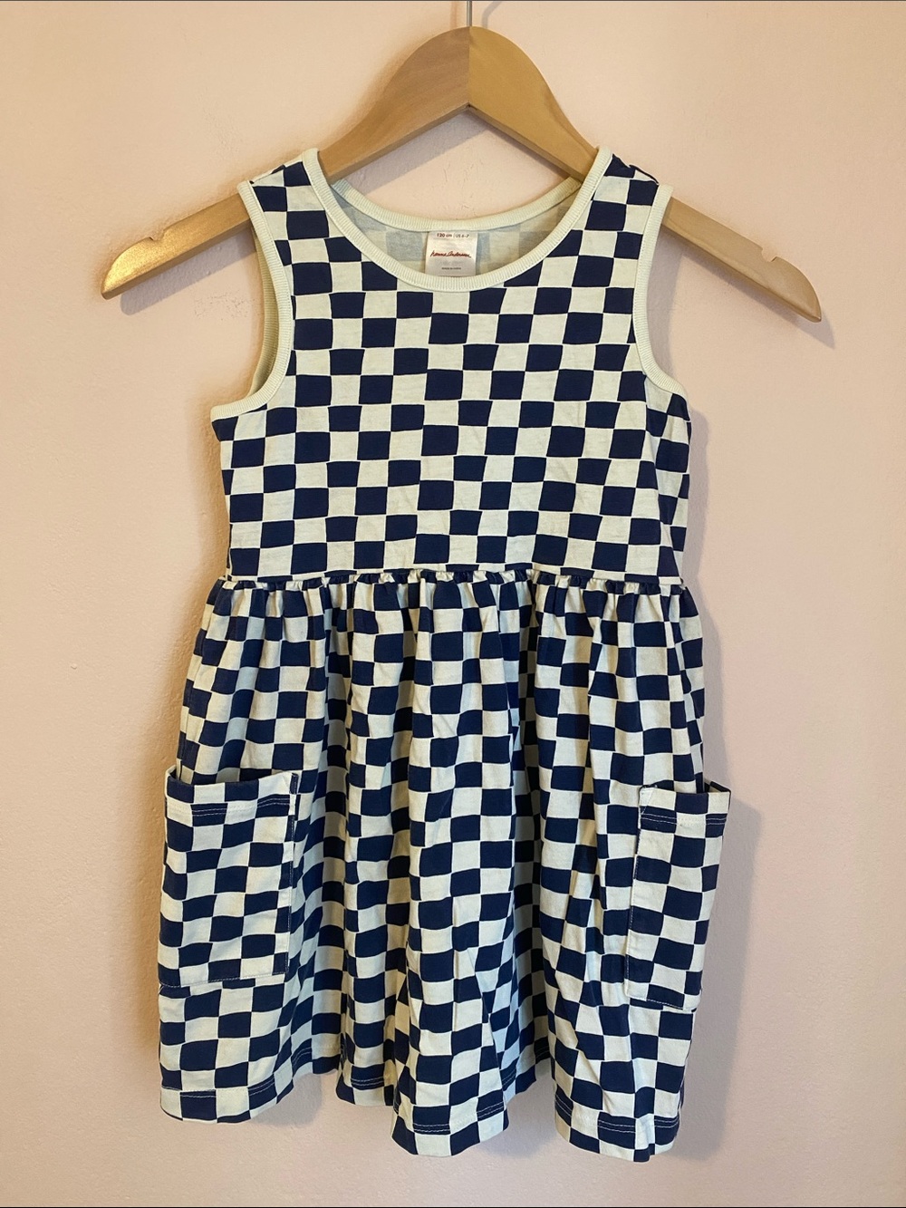 Hanna Andersson Cotton Check Print Cotton Knit Tank Dress size 6/7
NWOT